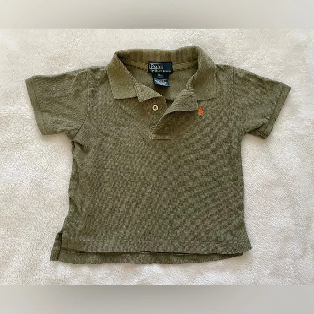 Ralph Lauren Green Polo with Orange Logo